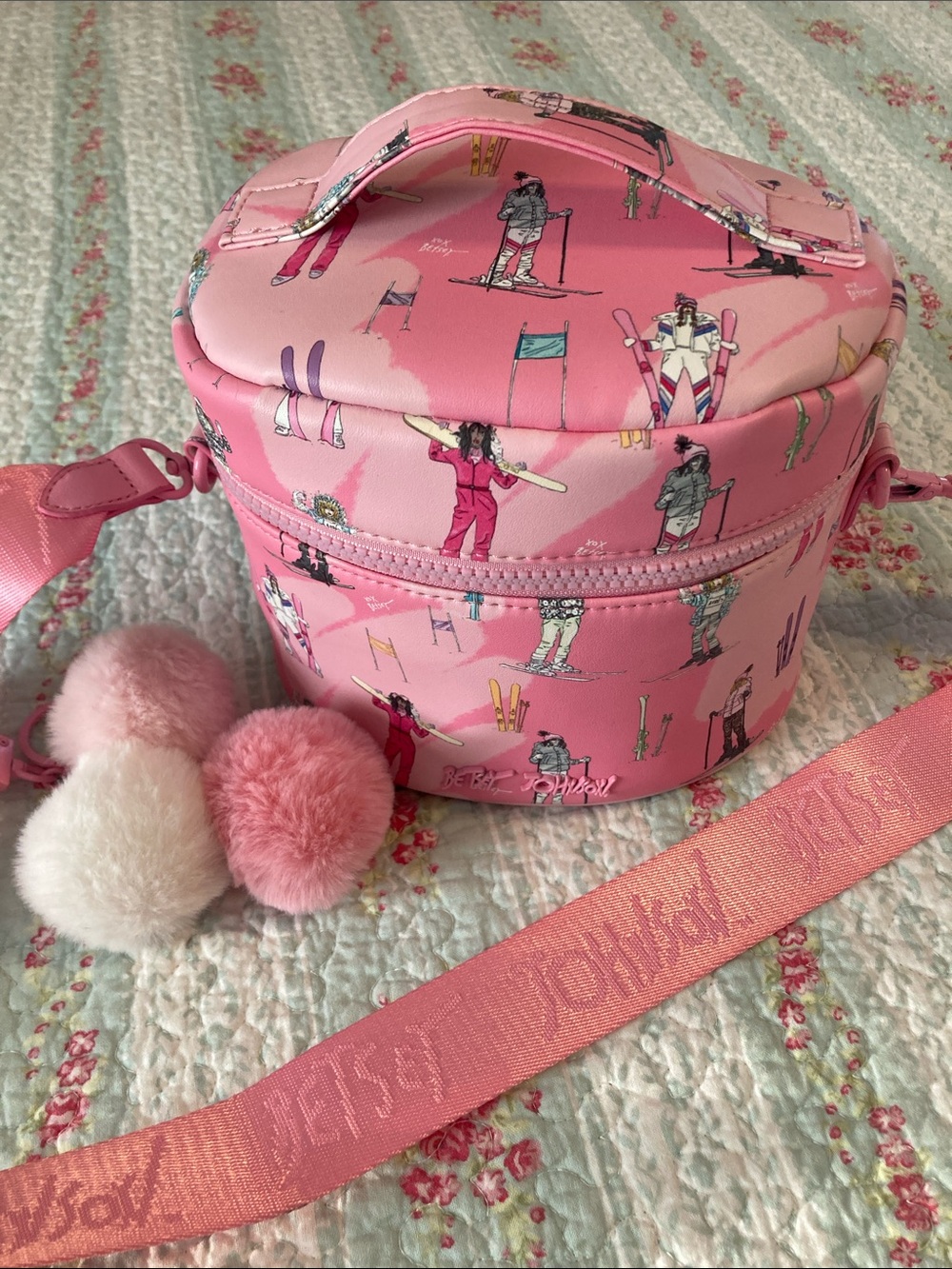 BETSEY JOHNSON Pink Ski Print Vanity Crossbody w/ keychain